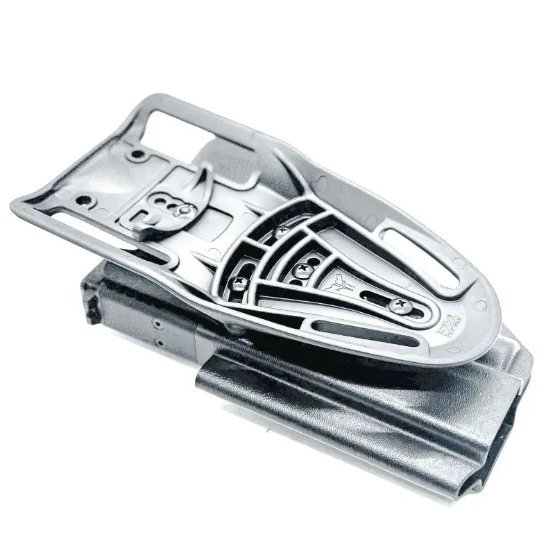 Silver gun magazine holster for Glock 17 with Streamlight TLR-7 HL-X or TLR-7