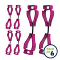 Six pink glove clip safety holders for securing mittens and gloves together