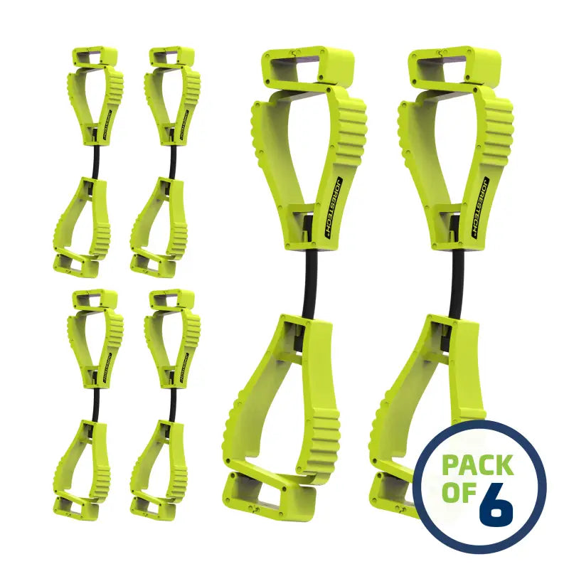 Six yellow adjustable lifting handles for Glove Clip Safety Holder