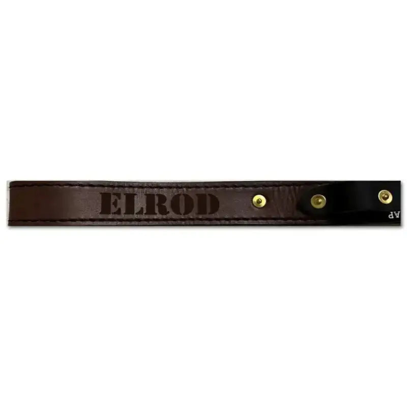 Dark brown Station Strap Leather with ELROD embossed and three brass snaps