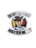 Sticker design with crossed firefighter axes and text on water weather-resistant ink
