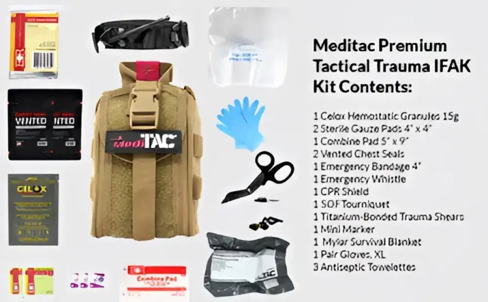 Tactical IFAK Kit with trauma supplies for First Responders, Firefighters, and Police