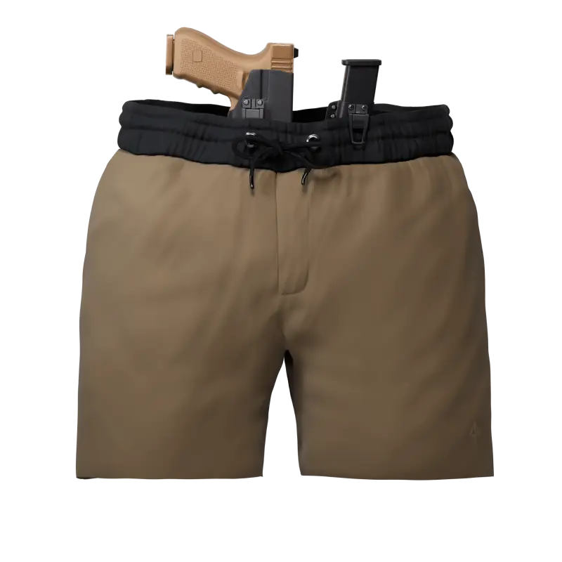 Tan Carrier Training Shorts Mk.II with concealed carry gun waistband for training