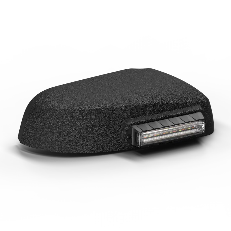 Textured black vehicle light on Feniex Q Series Mirror Mount for series mirror installations