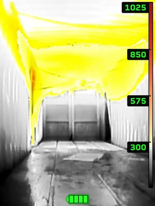 SEEK FirePRO 300 Thermal Camera with high-resolution thermal imaging detecting heat signatures in a tunnel