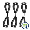 Three black glove clips for secure attachment in the Glove Clip Safety Holder