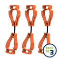 Three orange cable organizers for Glove Clip Safety Holder to manage cables effectively