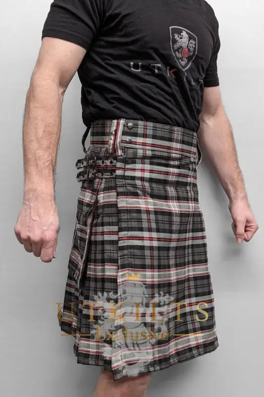Traditional Black and Red Tartan Utility Kilt from Standard Scottish National Antique collection