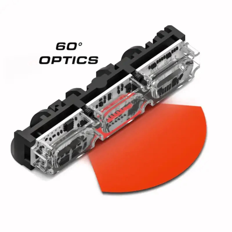 Transparent black Feniex QUAD 100 Stick Light with red light projection for first responders