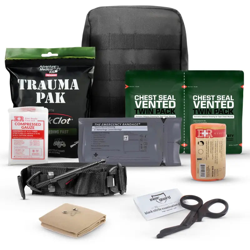 Premium IFAK Trauma Kit in black for emergency response and first responders or firefighters