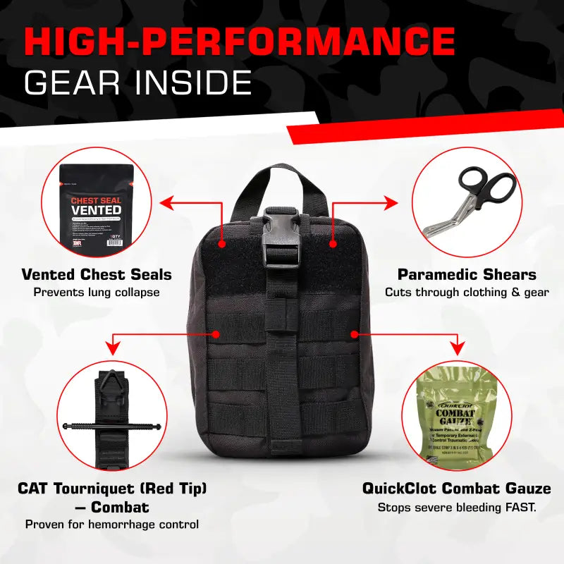 Trauma IFAK Kit with medical supplies for first responders, firefighters, and police