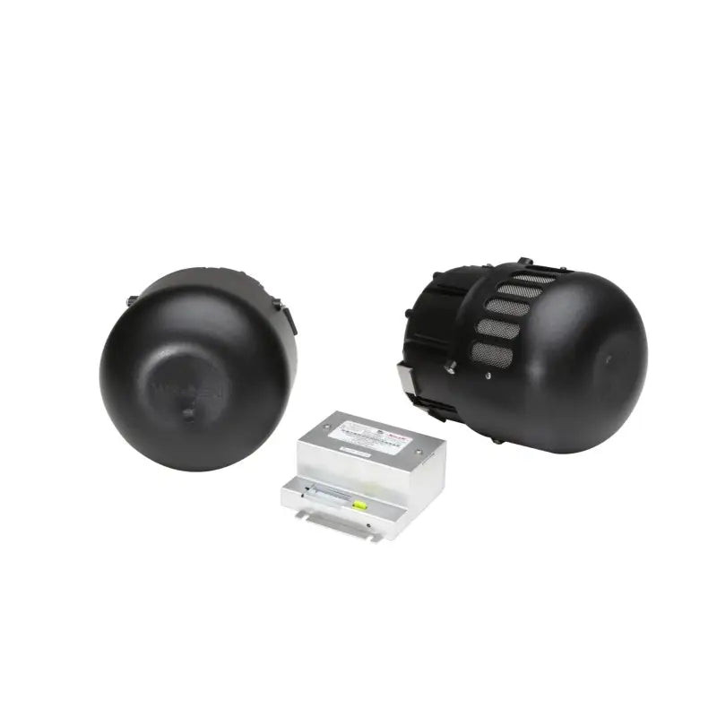 Whelen Howler primary siren set with black air filters and silver electronic control unit
