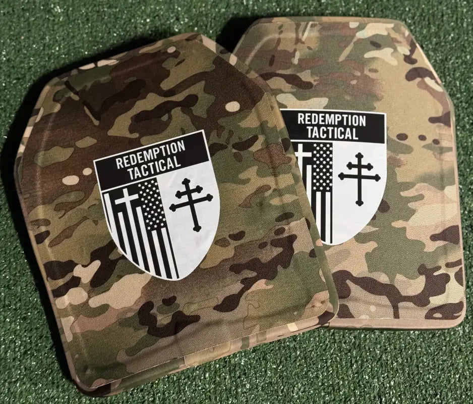 Camouflage ballistic plates for body armor, Level IIIA, from Redemption Tactical