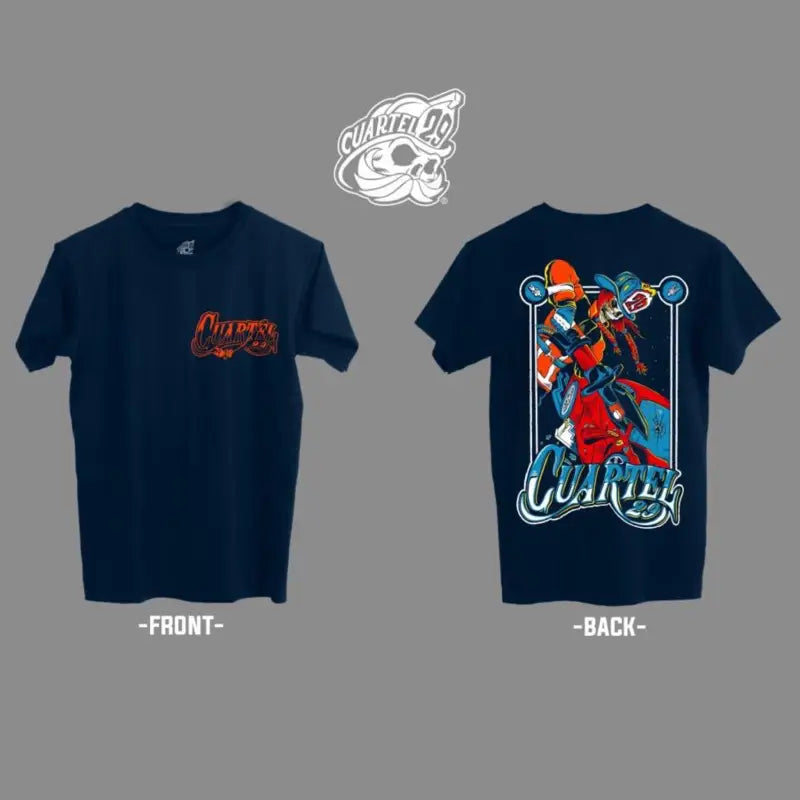 Two navy blue Bombero Mujer Tees displayed for stylish casual wear