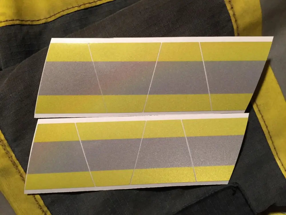 Yellow Grey Triple Reflective Patches with Stripes for Clothing or Gear