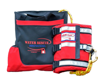 Water rescue equipment bag with red and black colors for ARM-LOC Rescue System