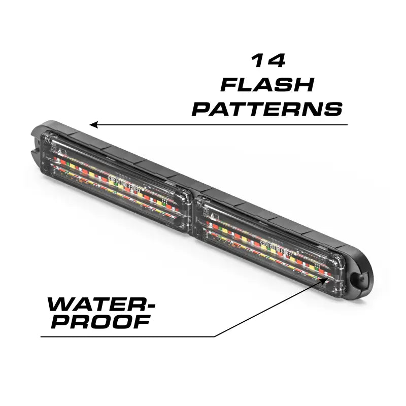 Waterproof LED emergency light bar with wide surface mount for exterior safety applications