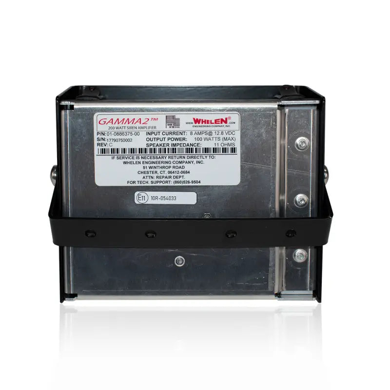 Whelen Gamma Siren GAMMA2 display showing Whelen Gamma siren amplifier for emergency alert systems
