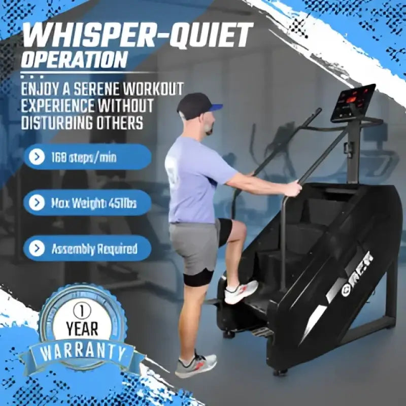 Whisper-quiet SFE Stepmill Pro with revolving staircase and digital performance monitor