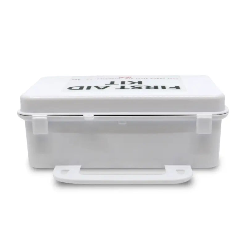 White first aid kit with plastic case for first responders and firefighters OSHA compliant