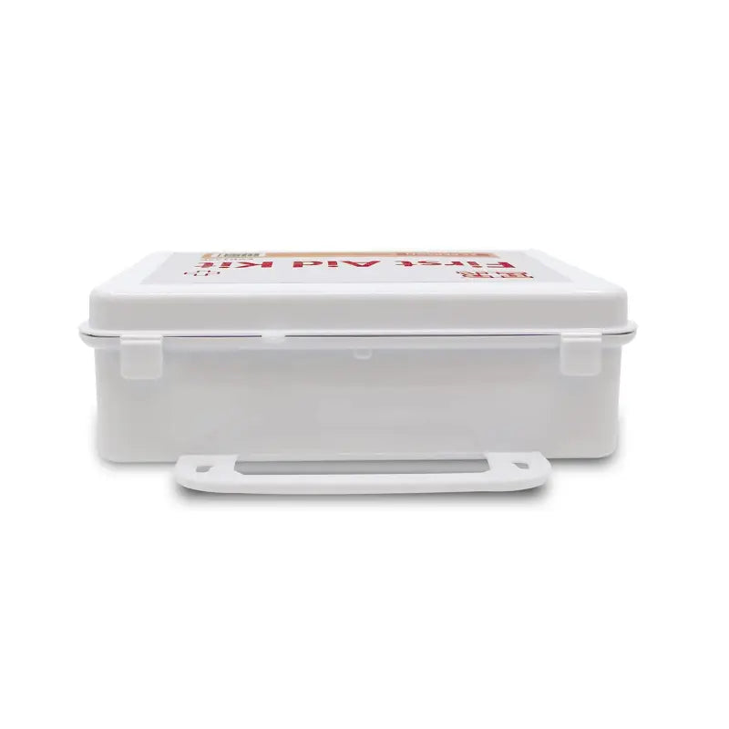 White first aid kit in plastic case ideal for first responders and firefighters