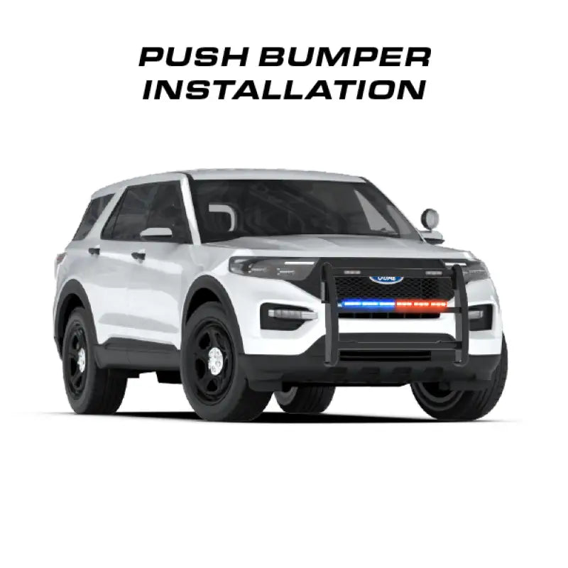 White SUV with push bumper featuring Feniex Quantum 2.0 600 Stick Light for first responders