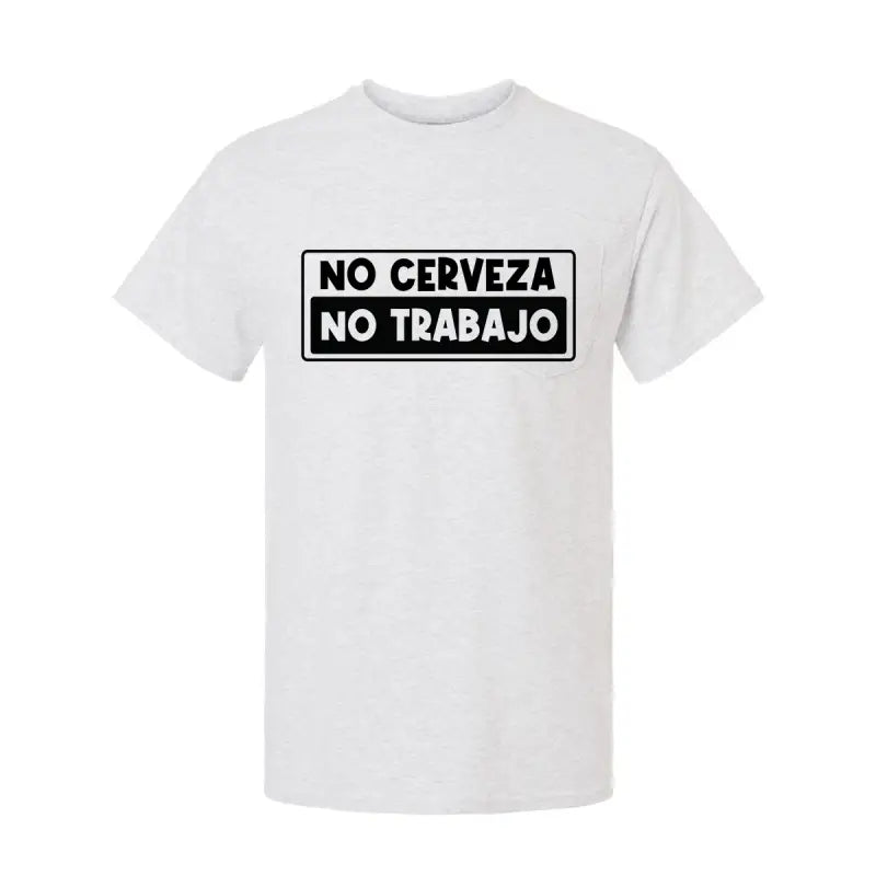 Safety yellow t-shirt with No Cerveza No Trabajo graphic perfect for casual wear