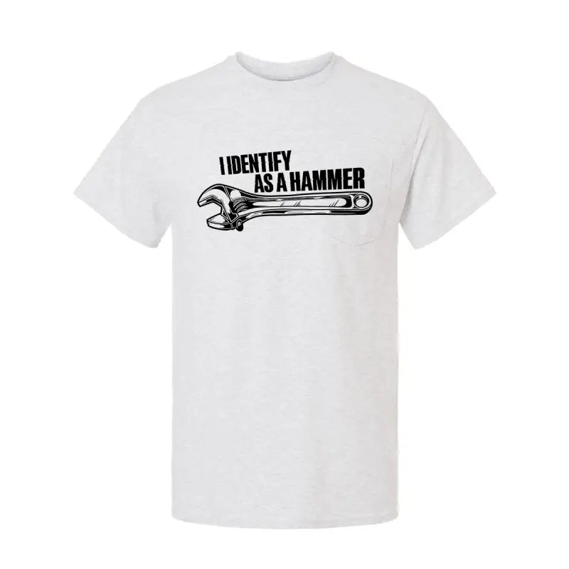 Safety yellow t-shirt with wrench graphic on Identify As A Hammer product