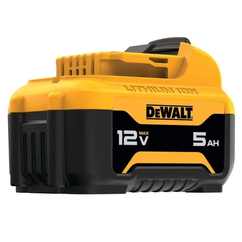 Yellow and black DeWalt DCB126 12V MAX* 5Ah Lithium Ion Battery Pack for power tools
