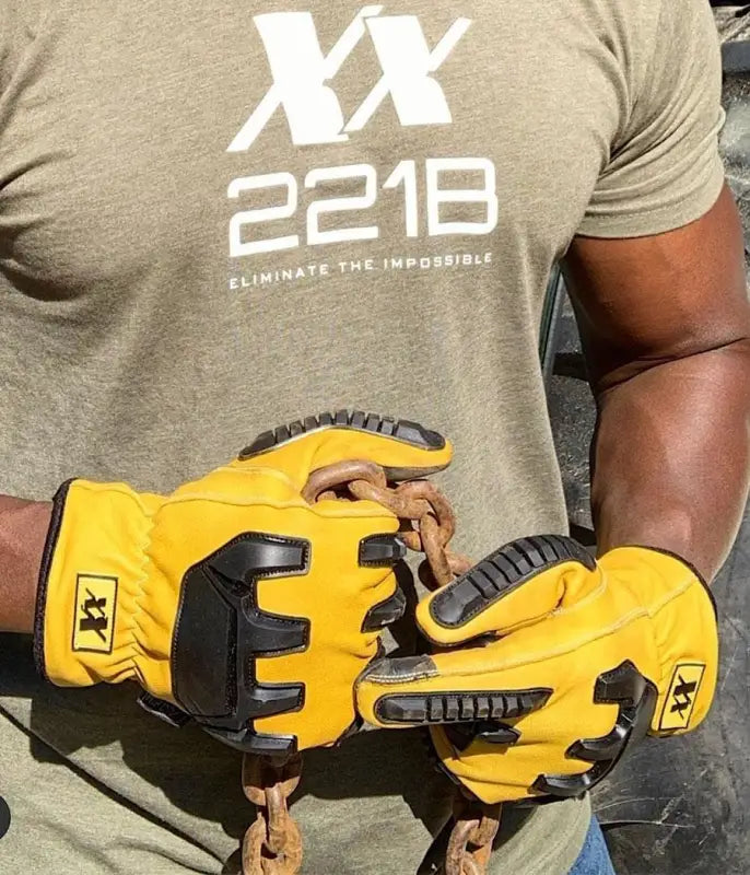 Yellow and black Diesel Work Gloves 2.0 Elite with goatskin outer layer for superior dexterity