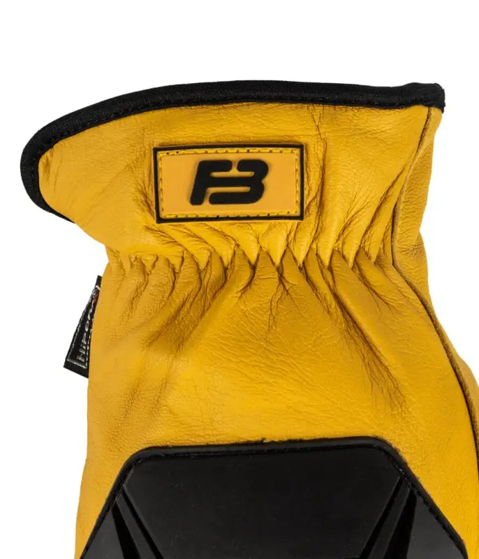 Yellow leather work glove from Diesel Work Gloves 2.0 Elite with goatskin outer layer and superior dexterity