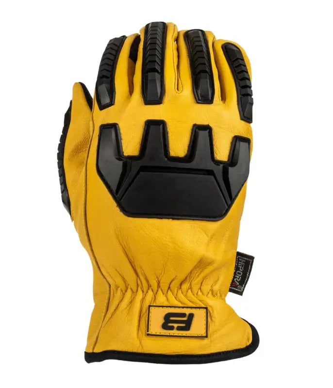 Yellow leather work glove with black padding from Diesel Work Gloves 2.0 Elite featuring goatskin outer layer for superior dexterity