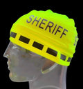 Yellow sheriff hat from The Police Beanie Neon SHERIFF, ideal for first responders and police fans