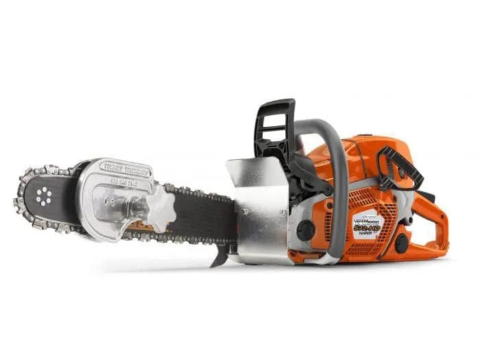 Professional rescue gear featuring a high-performance chainsaw designed for effective barrier breaching in emergencies