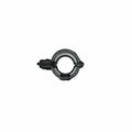 Black metal pipe clamp with a circular opening for secure Pepper Spray Holder use
