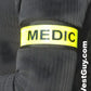 Reflective yellow MEDIC armband on dark fabric for 1.5 inch reflective ID armband use