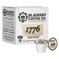 Enjoy the 1776 DARK ROAST COFFEE PODS 18CT, convenient coffee pods for keurig, featuring deep dark chocolate notes and smooth finish.