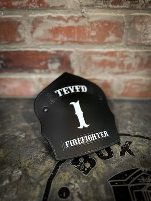 Traditional Panel Shield (1-1 Panel) Leather Helmet Front