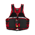 Red and black life vest with NRS logo on a white background
