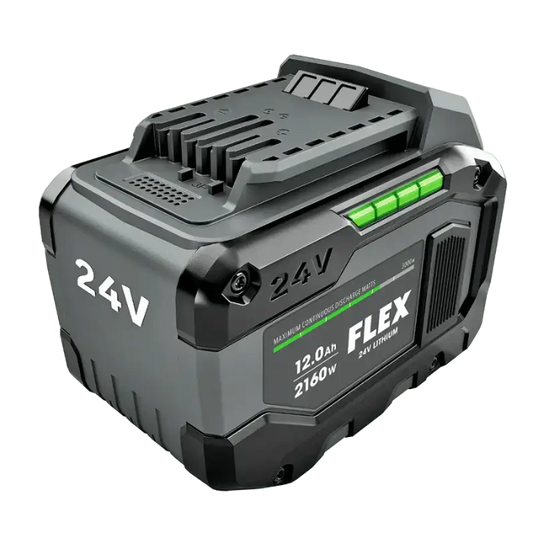 24V FLEX FX0231-1 12.0Ah Lithium-Ion Battery with green charge level indicator