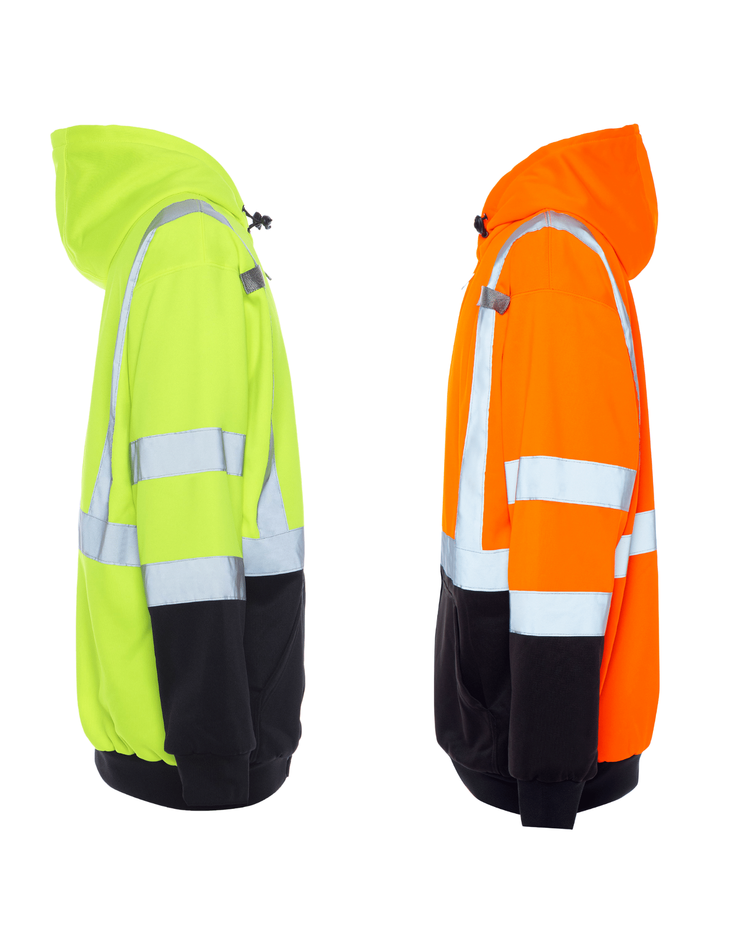 UHV425 HiVis Soft Shell Full Zip Hoodie showcasing reflective taping for enhanced safety. Perfect hi vis hoodie for outdoor work.
