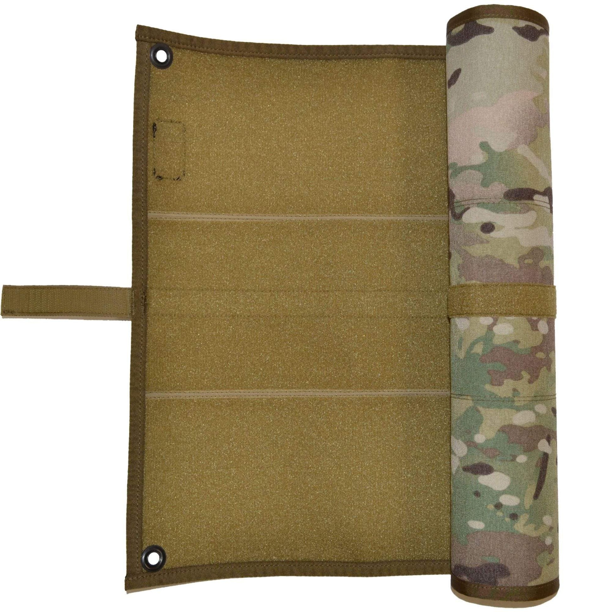 Tactical Patch Mat with hook fastener closure tab, designed for easy transport.