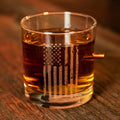 Whiskey glass etched with American flag for 2nd Amendment glasses collection