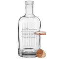 Clear glass bottle with etched 2nd Amendment text and bullet hole for 2nd Amendment glasses