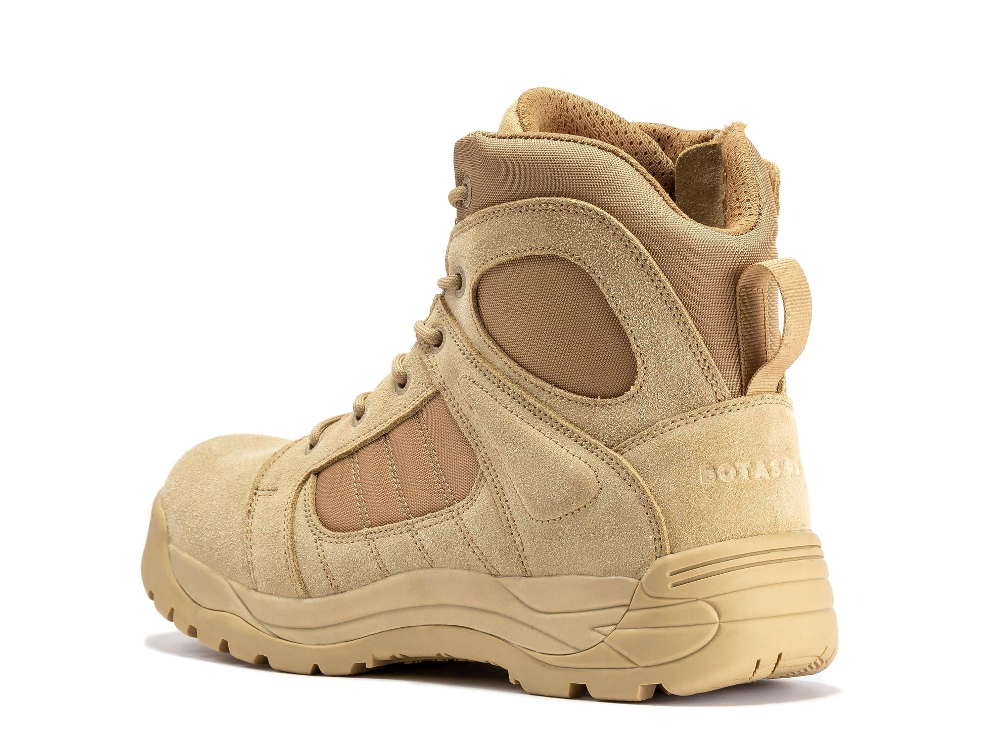 Side view of Botas Pro Sand Men's 6 inch Side Zipper Rubber Sole Tactical Boots BMP110 highlighting the convenient zipper design for easy wear.