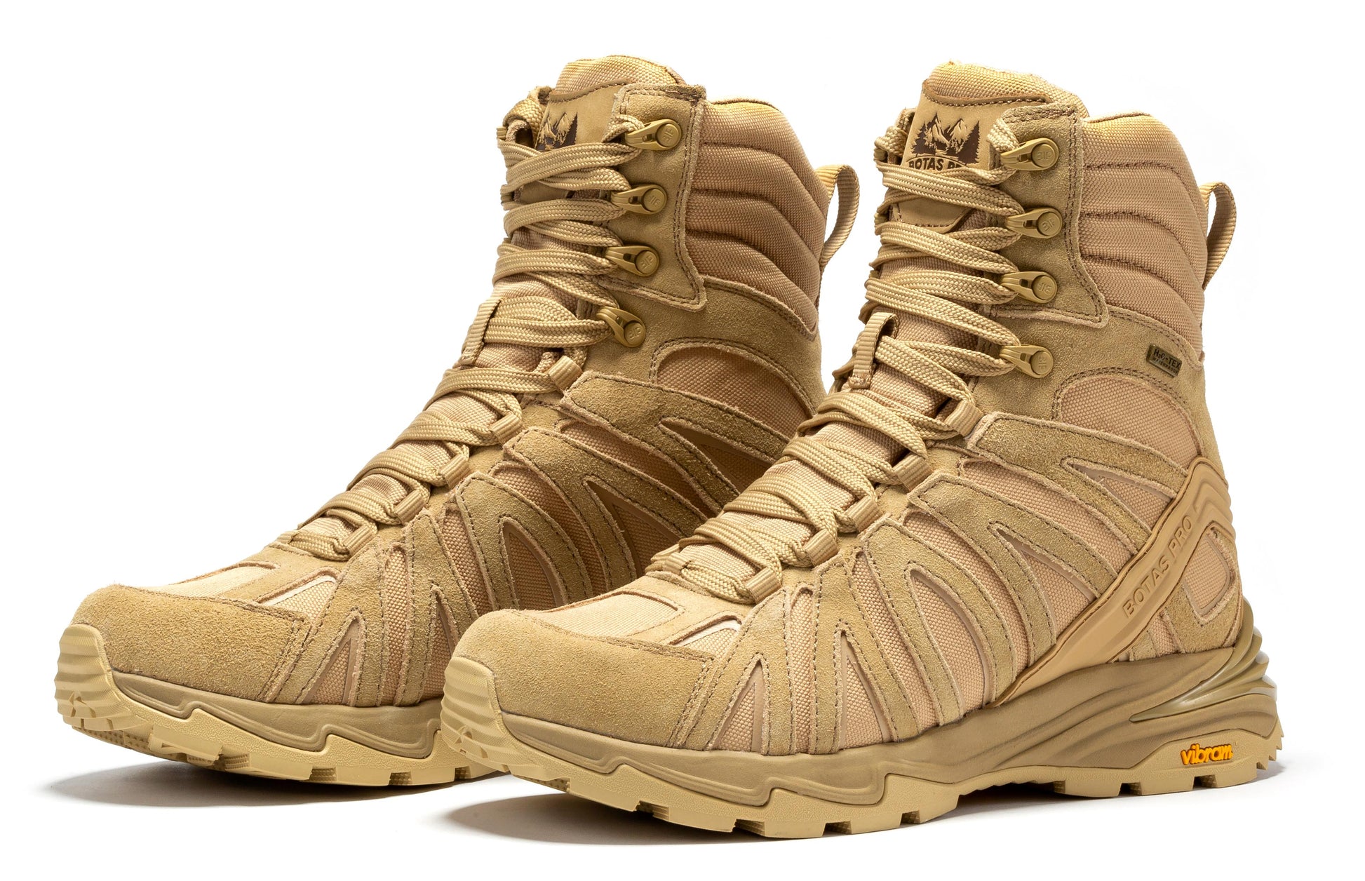 Botas Pro Sand 8 Inch Waterproof Tactical Boots by Rock Rooster Footwear, featuring VIBRAM® Traction Lug Outsole for enhanced grip and stability.