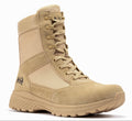 Botas Pro Sand Men's 8 inch Side Zipper Military Tactical Boots BP701 made of suede leather with a slip resistant rubber sole perfect for tactical and outdoor activities.