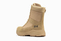 Close-up of Botas Pro Sand Men's 8 inch Side Zipper Military Tactical Boots BP701 highlighting the convenient side zipper and memory foam footbed for ultimate comfort.
