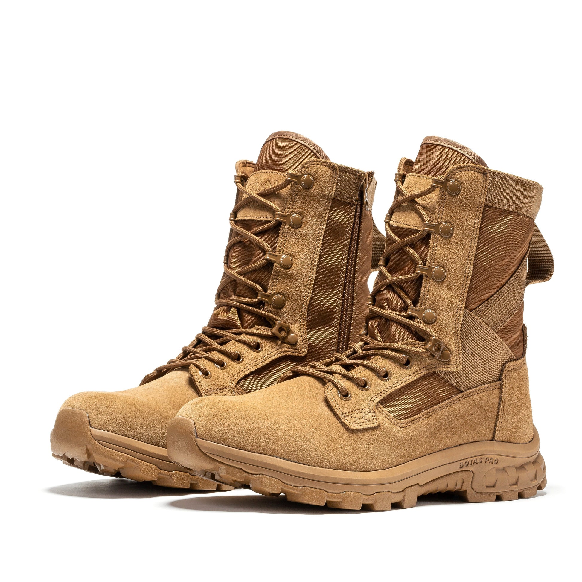 Botas Pro Sand Men's 8 inch Side Zipper Military Tactical Boots BP401 showcasing durable suede leather and side zipper design