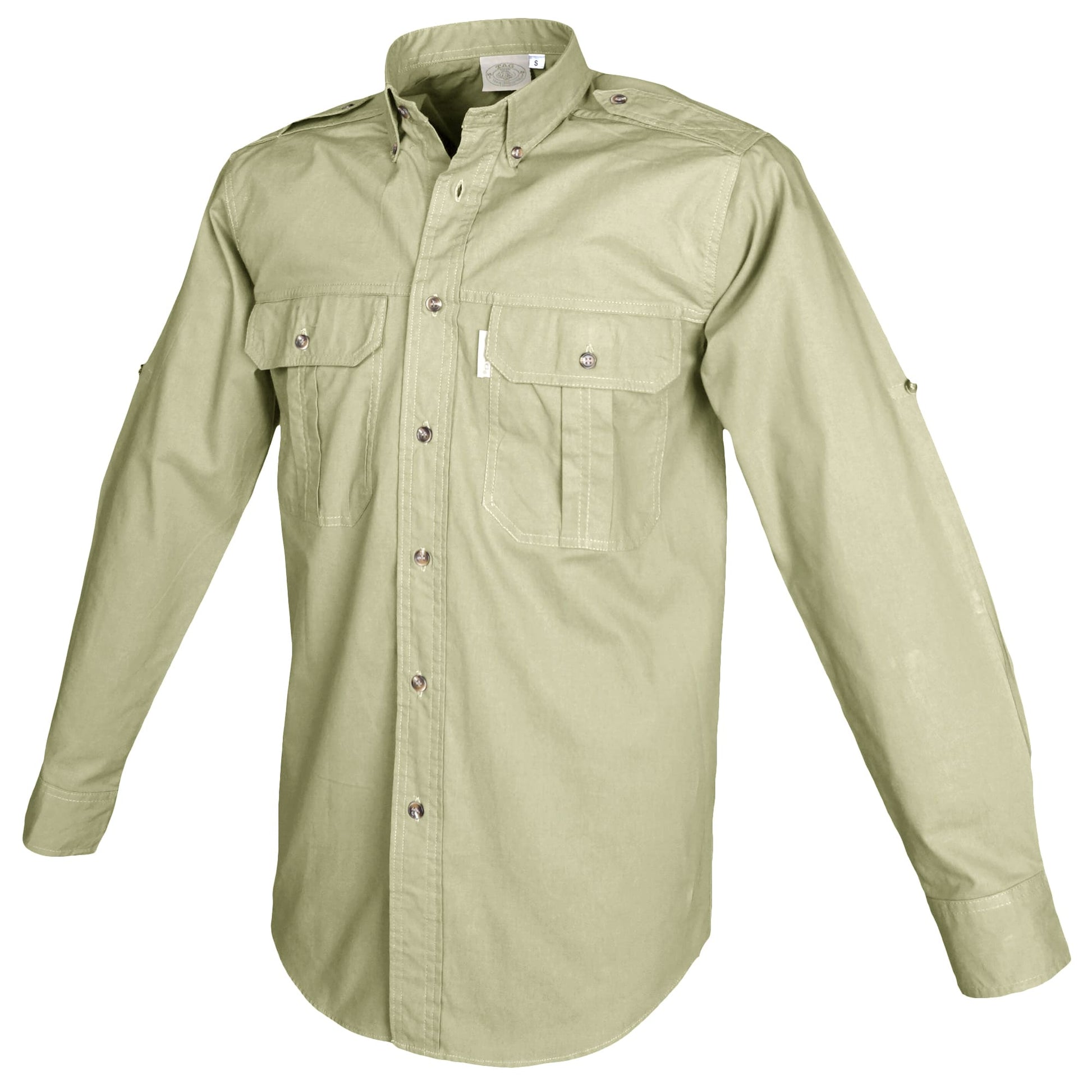 Side view of the Trail Shirt for Men - L/Sleeve, showcasing its fit and comfort as an outdoor safari shirt for men.